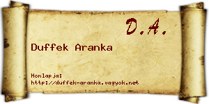 Duffek Aranka névjegykártya