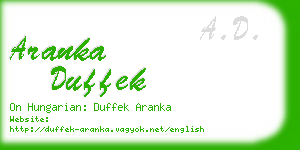aranka duffek business card